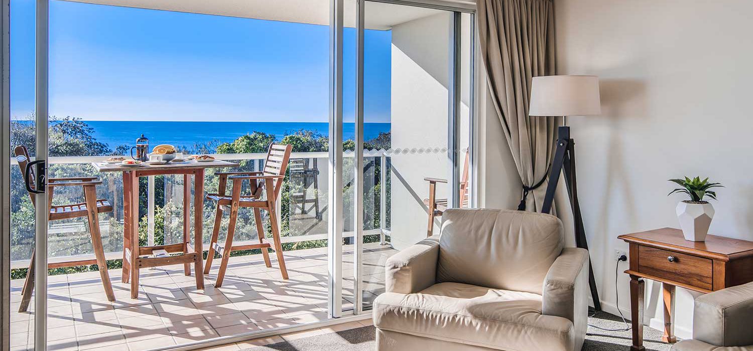 ocean-view-two-bedroom-living-balcony | Atlantis Marcoola Sunshine Coast